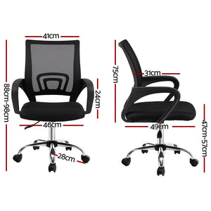 Artiss Office Chairs | 2X | Mesh Mid Back | Black