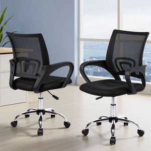 Artiss Office Chairs | 2X | Mesh Mid Back | Black
