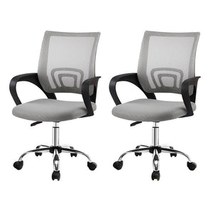 Artiss 2x Mesh Office Chairs | Mid Back | Grey | Ergonomic Desk Chairs