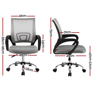 Artiss 2x Mesh Office Chairs | Mid Back | Grey | Ergonomic Desk Chairs