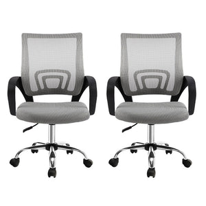 Artiss 2x Mesh Office Chairs | Mid Back | Grey | Ergonomic Desk Chairs