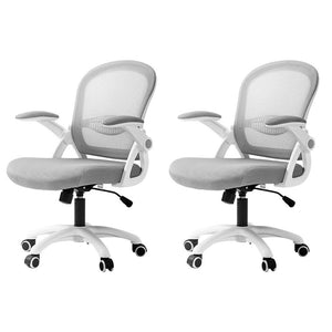 Artiss 2x Mesh Office Chairs | Computer | Gaming Desk Chairs | Work | Study | Mid Back | Grey