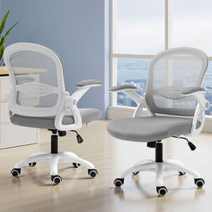 Artiss 2x Mesh Office Chairs | Computer | Gaming Desk Chairs | Work | Study | Mid Back | Grey