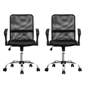Artiss Office Chairs | 2X | Mesh Mid Back | Black