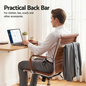 Artiss Office Chair | Conference Chairs | PU Leather Mid Back | Brown