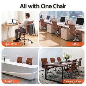 Artiss Office Chair | Conference Chairs | PU Leather Mid Back | Brown