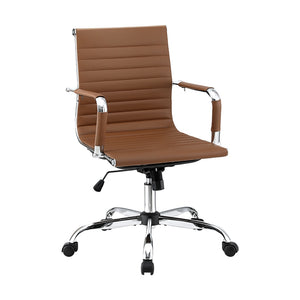 Artiss Office Chair | Conference Chairs | PU Leather Mid Back | Brown