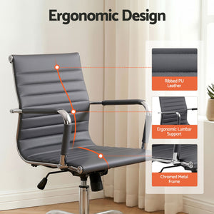 Artiss Office Chair | Conference Chairs | PU Leather Mid Back | Grey