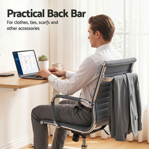 Artiss Office Chair | Conference Chairs | PU Leather Mid Back | Grey