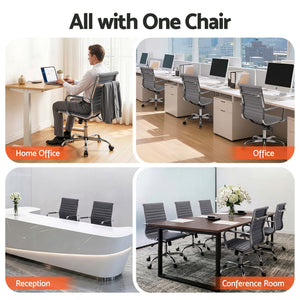 Artiss Office Chair | Conference Chairs | PU Leather Mid Back | Grey