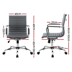 Artiss Office Chair | Conference Chairs | PU Leather Mid Back | Grey