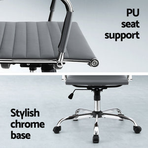 Artiss Office Chair | Conference Chairs | PU Leather Mid Back | Grey