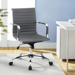 Artiss Office Chair | Conference Chairs | PU Leather Mid Back | Grey