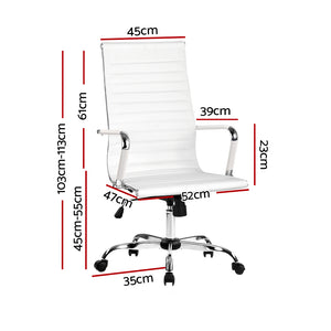 Office Chair | Conference Chairs | PU Leather | High Back | White