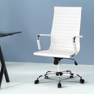 Office Chair | Conference Chairs | PU Leather | High Back | White