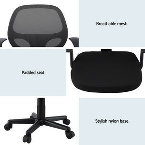 Office Chair | Mesh Computer Desk Chair | Gaming Work Study | Mid Back | Black
