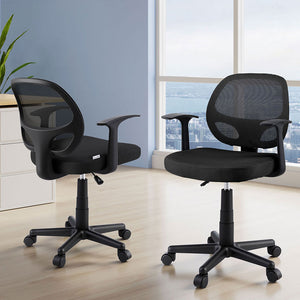 Artiss 2x Mesh Office Chairs | Computer Gaming Desk Chairs | Work Study | Mid Back | Black