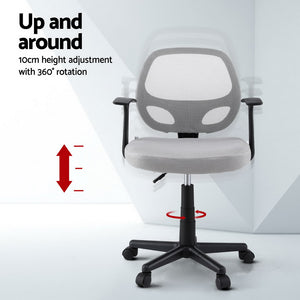 Office Chair | Mesh Computer Desk Chair | Gaming Work Study | Mid Back | Grey