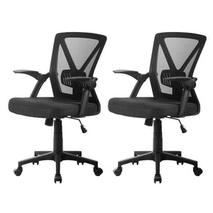 Artiss 2x Mesh Office Chair | Mid Back | Black