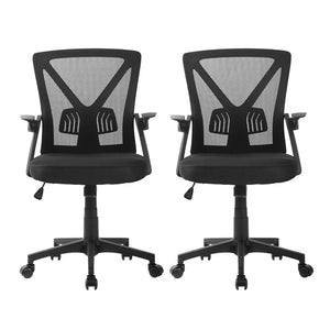 Artiss 2x Mesh Office Chair | Mid Back | Black