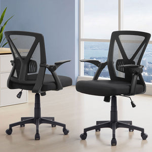 Artiss 2x Mesh Office Chair | Mid Back | Black
