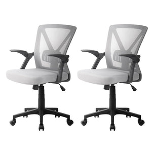 Artiss 2x Mesh Office Chair | Mid Back | Grey