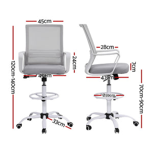 Drafting Office Chair | Mesh Stool | Adjustable Height | White