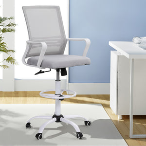 Drafting Office Chair | Mesh Stool | Adjustable Height | White