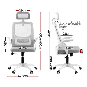 Ergonomic Office Chair | Computer Desk | Adjustable Headrest | Grey Finish
