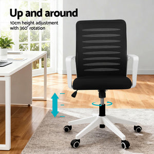 Mesh Office Chair | Mid Back | Lumbar Support | Swivel Height Adjust | Black & White