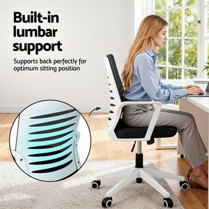 Mesh Office Chair | Mid Back | Lumbar Support | Swivel Height Adjust | Black & White