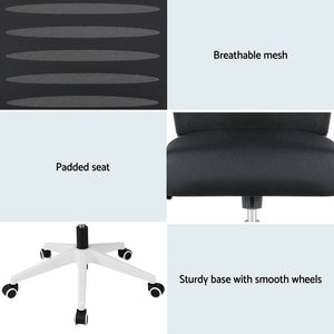 Mesh Office Chair | Mid Back | Lumbar Support | Swivel Height Adjust | Black & White