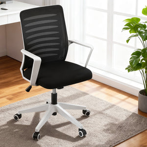 Mesh Office Chair | Mid Back | Lumbar Support | Swivel Height Adjust | Black & White