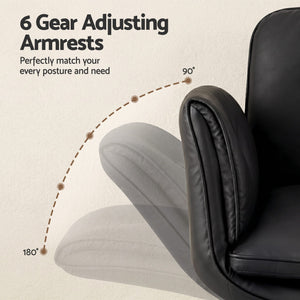 Artiss Criss Cross Chair with Wheels & Adjustable Armrests, Ergonomic Cross Legged Office Desk Chair PU Leather Vanity Chair Swivel for Home, Make Up, Bedroom, Computer, Black