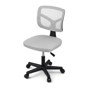 Armless Office Chair | Wheels | Ergonomic Swivel | Height Adjustable | Grey