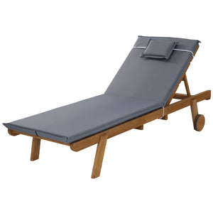 Sun Lounge | Wooden Lounger | Outdoor Furniture | Day Bed Wheels | Patio Grey