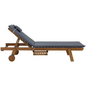 Sun Lounge | Wooden Lounger | Outdoor Furniture | Day Bed Wheels | Patio Grey