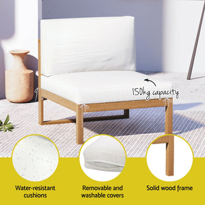 Outdoor Sofa Set 4-Seater | Wooden Lounge Setting | 5 Piece Garden Furniture