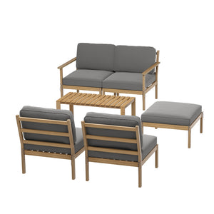 Outdoor Sofa Set 5-Seater | Wooden Lounge Setting | 6 Piece Garden Furniture