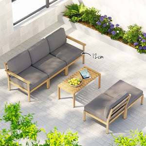 Outdoor Sofa Set 5-Seater | Wooden Lounge Setting | 6 Piece Garden Furniture