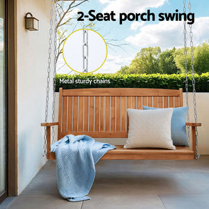 Porch Swing Chair | Wooden Bench | 2 Seater | Outdoor Furniture | With Chain
