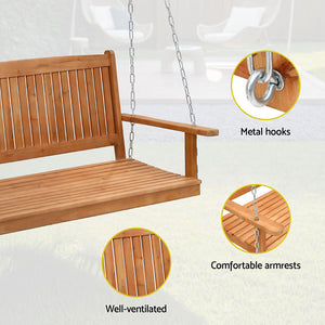 Porch Swing Chair | Wooden Bench | 2 Seater | Outdoor Furniture | With Chain