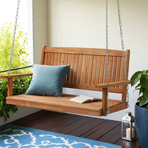 Porch Swing Chair | Wooden Bench | 2 Seater | Outdoor Furniture | With Chain