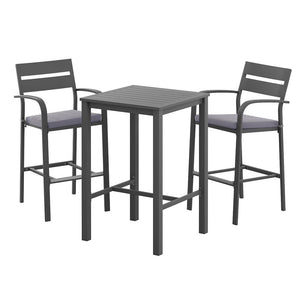Gardeon Outdoor Bar Set | 3PCS | Bistro Table + Stools | Aluminium | Black