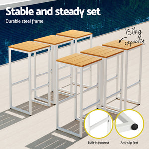 7-Piece Outdoor Bar Set | Table Chairs | Patio Bistro Set | 6 Seater
