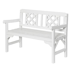 Outdoor Garden Bench | Wooden Chair | 2 Seat | Patio Furniture | Lounge | White