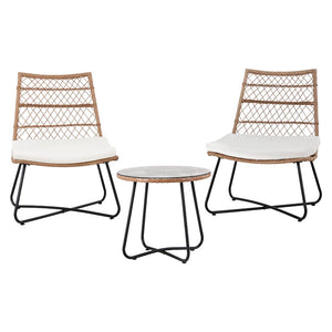 Outdoor Bistro Set | 3PC Wicker Patio Furniture | Brown