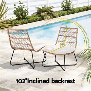 Outdoor Bistro Set | 3PC Wicker Patio Furniture | Brown