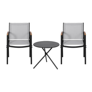 Outdoor Dining Set 3pc | Table + 2 Chairs | Steel Frame | Textilene Seats