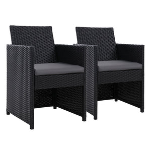 2PC Outdoor Dining Chairs | Patio Furniture | Wicker Garden Cushion | Hugo